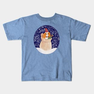 Snowy Santa Cavalier King Charles Spaniel bringing Christmas presents Kids T-Shirt